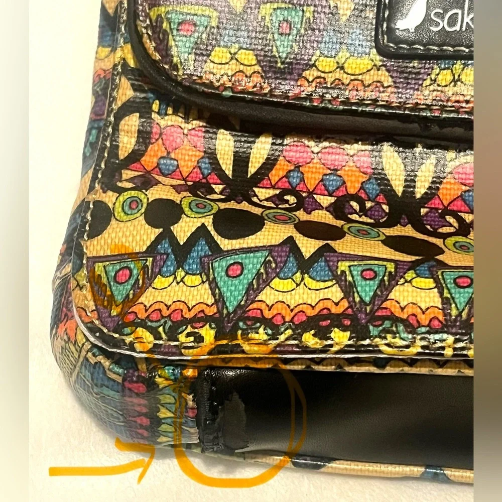 Sakroots Multicolor Crossbody Bag w Snap closure Adjustable Straps Purse - Picture 3 of 16